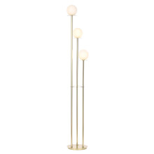 Litecraft Saucer Floor Lamp 3 Light With Ball Shades - Satin Brass