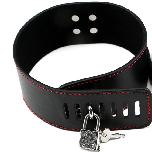 Padlocked Faux Leather Fetish Collar 2