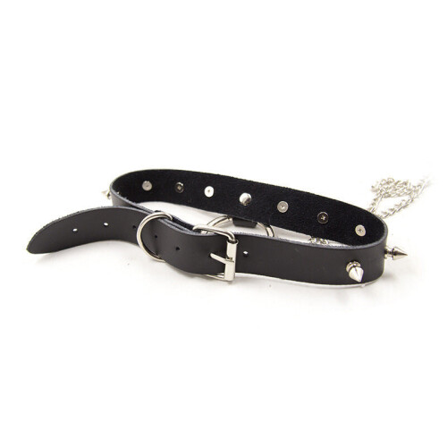 Spiked Bondage Collar with Studded Nipple Covers 1