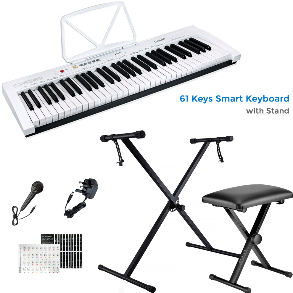 61 Keys Electronic Keyboard Digital Music Piano, Microphone, Stand & Music Chair