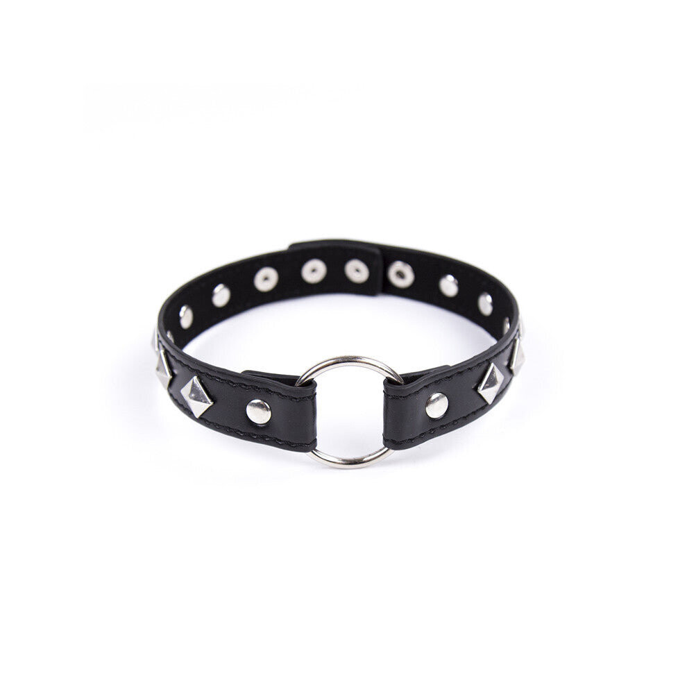 House Of Glass Faux Leather Fetish Collar With Diamond Rivets