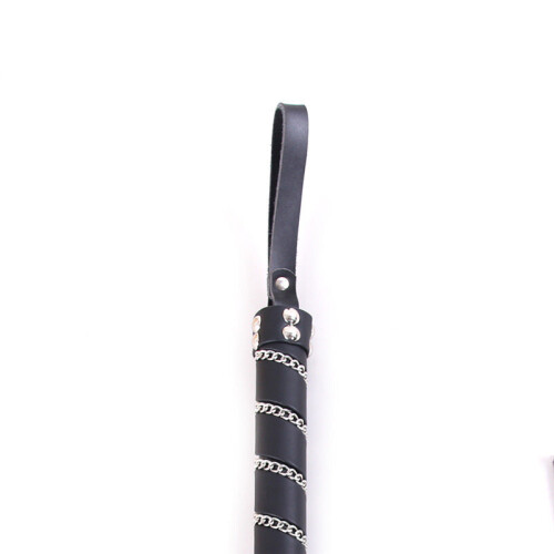 Diamante Handle Black Faux Leather Flogger 1