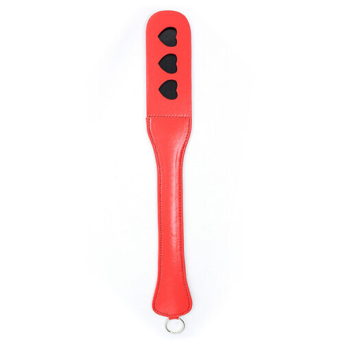 Red Faux Leather Triple Heart Imprint Paddle
