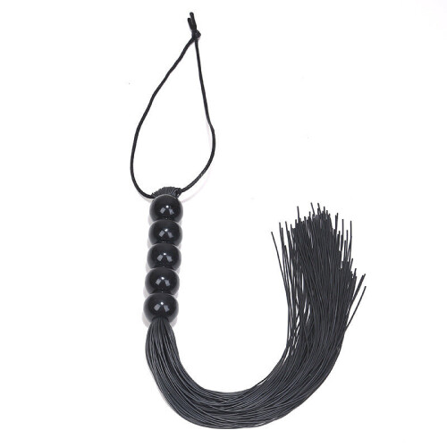 Black Silicone Tasselled Genital Flogger