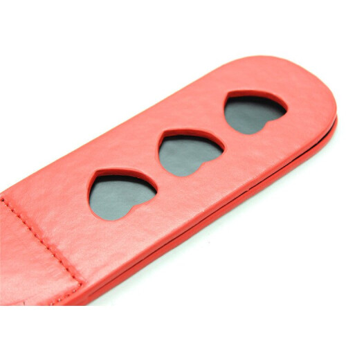 Red Faux Leather Triple Heart Imprint Paddle 1