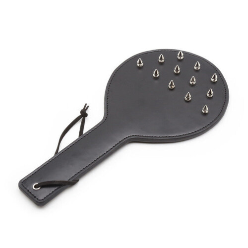 Black Faux Leather Spiked Fetish Spanking Paddle