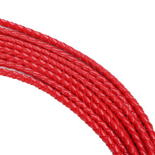Red Plaited Faux Leather Bull Whip Bondage Crop