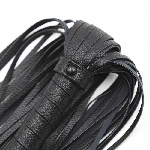 Fronded Black Faux Leather Flogger 1