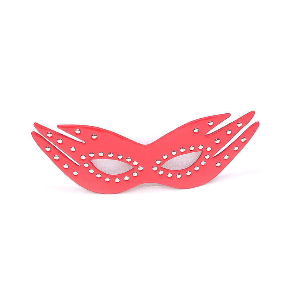 House Of Glass Red Faux Leather Masquerade Mask