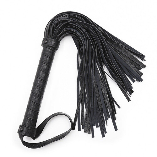 Fronded Black Faux Leather Flogger 2