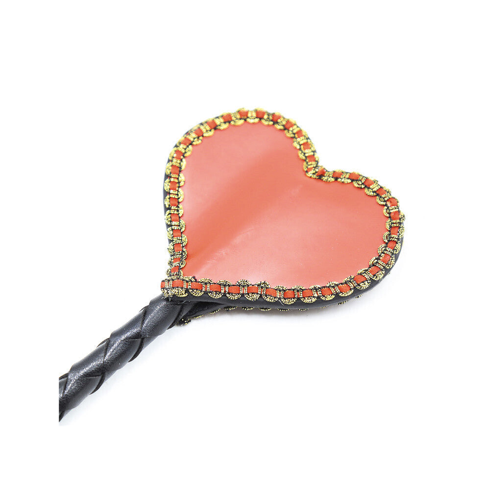 House Of Glass Red Faux Leather Heart Riding Crop