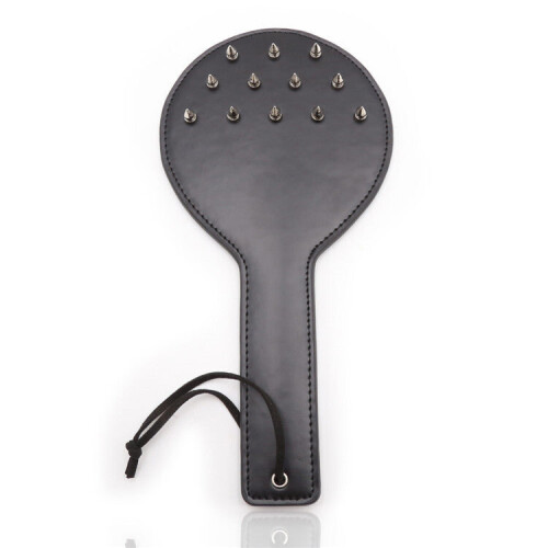 Black Faux Leather Spiked Fetish Spanking Paddle 2