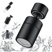 Faucet Aerator, 360 Degree Swivel, 2 Modes Adjustable Kitchen Faucet Filter Bubbler For Kitchen Bathroom, 22mm Internal Thread, Black, 1pcs