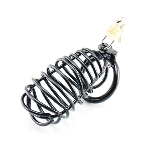Jail Cell Stainless Steel Chastity Cage (Black, 45mm) 1