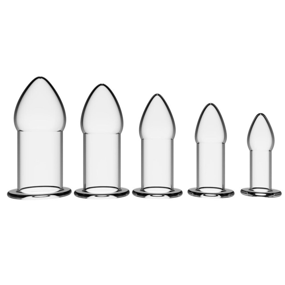 House Of Glass Anal Butt Plug Training Kit (5 Piece, Clear)