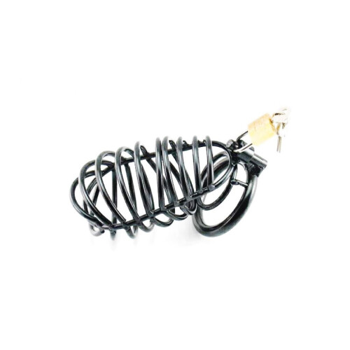 Jail Cell Stainless Steel Chastity Cage (Black, 45mm) 2