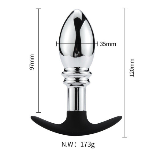 Ripple Rim Stainless Steel Butt Plug  (Style B) 1