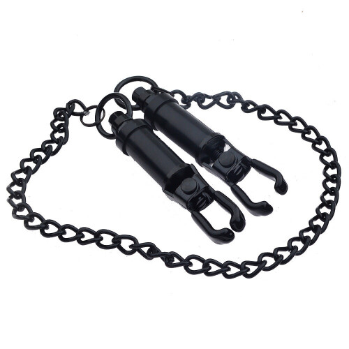 Black Chain Screw Tightening Nipple Clamps
