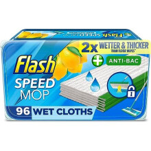Flash Speedmop Wet Cloth Refills - Lemon Scent Anti-Bac Floor Cleaner, 96 Wipes, Code: Mop Refill Pads