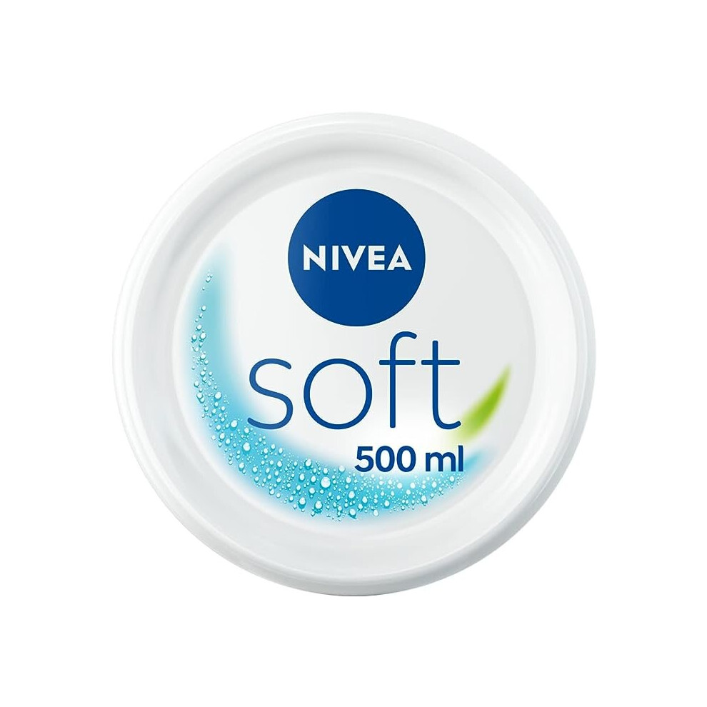 NIVEA Soft Moisturising Cream (500ml) A Moisturising Cream Face Body  Hands Vitamin E  Jojoba Oil Hand Cream Moisturises Deeply All-Purpose Day Cream