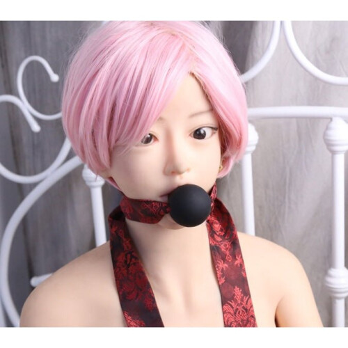 Scarlet Brocade Ribbon Ball Gag 2