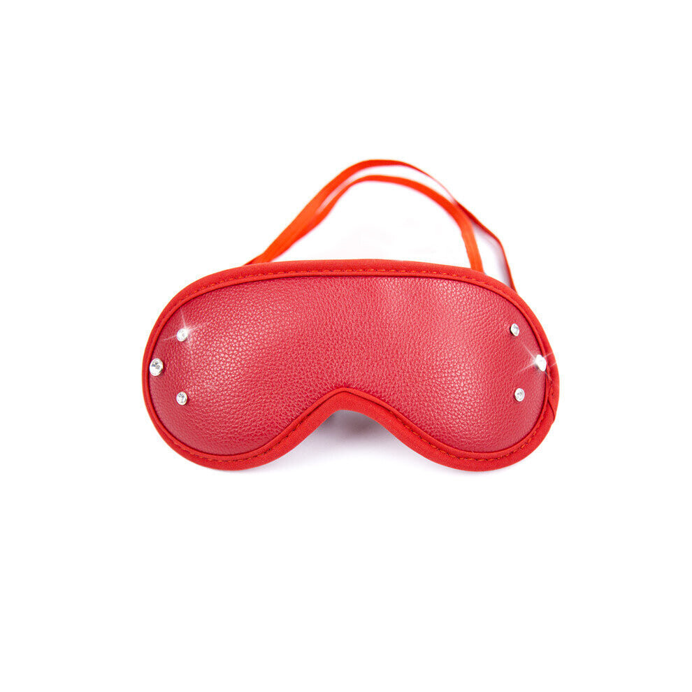 House Of Glass Red Faux Leather Diamante Eye Mask
