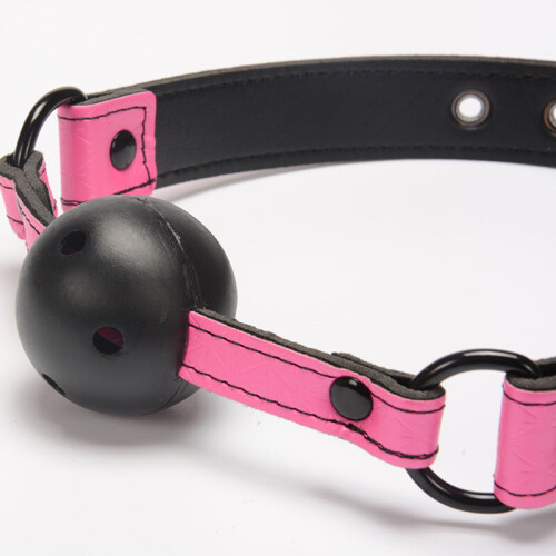 Black and Pink Breathable Ball Gag 1