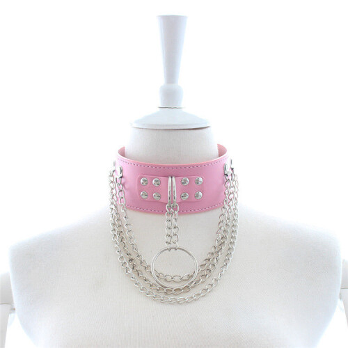Pink Chained Bondage Collar