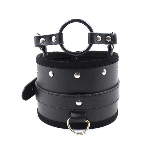 High Neck Fetish Collar and Silicone O-ring Gag 2