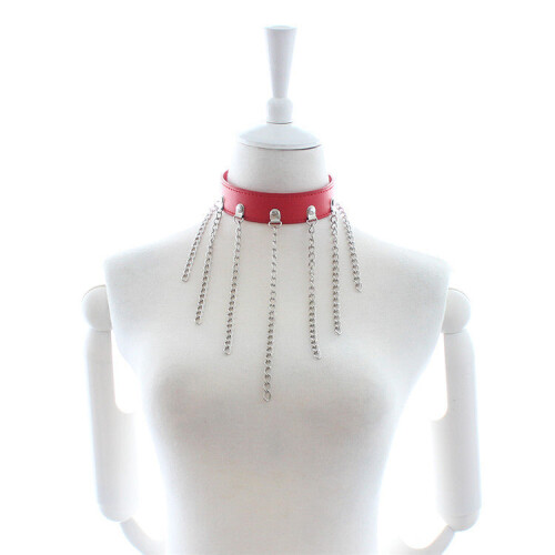 Faux Red Collar and Chains