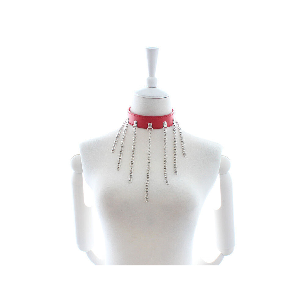House Of Glass Red Faux Collar And Chains
