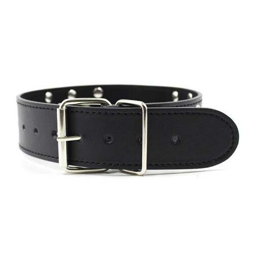Studded Faux Leather Black Bondage Collar 2