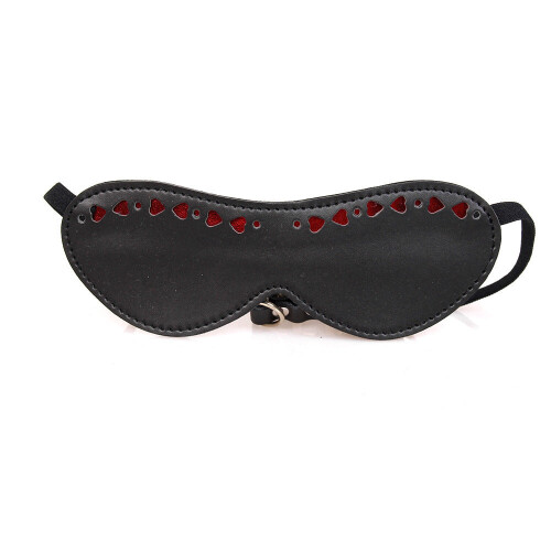 Faux Leather Red Heart Eye Mask 1