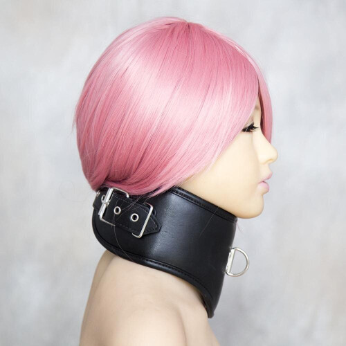 Faux Leather Heavy Duty Padded Bondage Collar 2