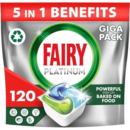 Fairy Platinum AllInOne Dishwasher Tablets Bulk, 120 Tablets (24 x 5