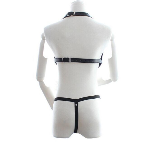 Harness Bra Set with an Open Crotch Thong 2