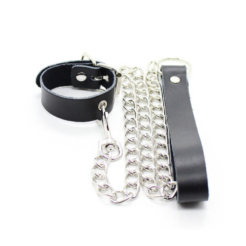 Leather Cock Ring and Chain Lead 2