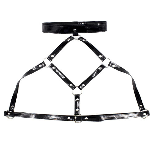 Collared Two-Piece Faux Leather Harness 1