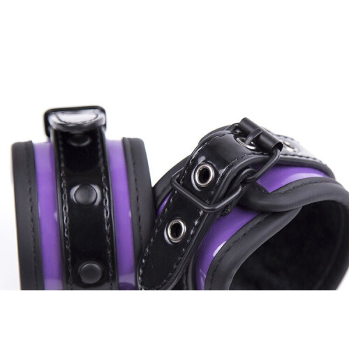 Patent Black and Purple Handcuffs 2