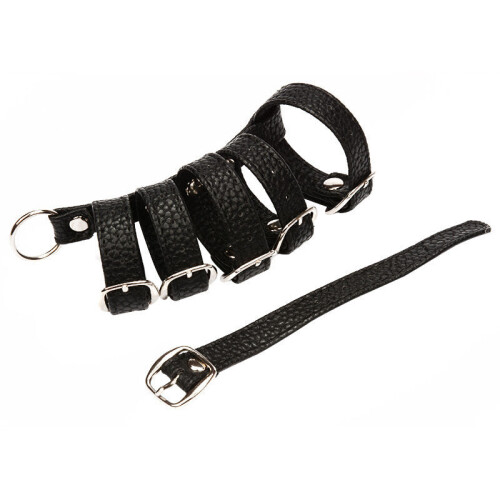 Leather Multi Belt Chastity Cage 1