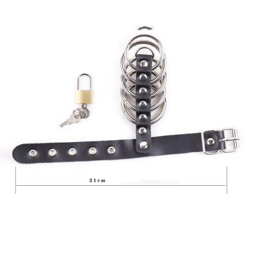 'The Sub' Lockable Leather and Steel Chastity Cage 2