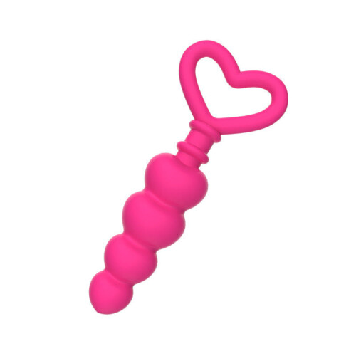 Black Silicone Heart Anal Beads