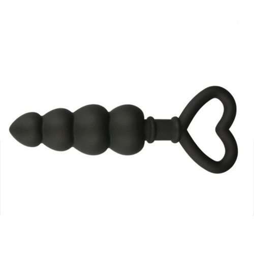 Black Silicone Heart Anal Beads 1