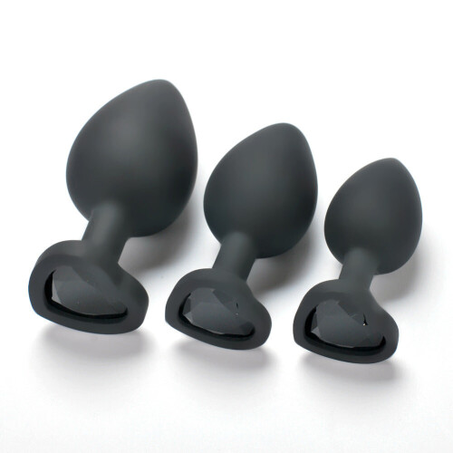 Midnight Madness Black Silicone Butt Plug Set (3 Set)