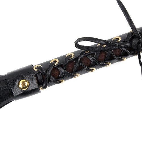 Confined Black Faux Leather Lace up Flogger 1