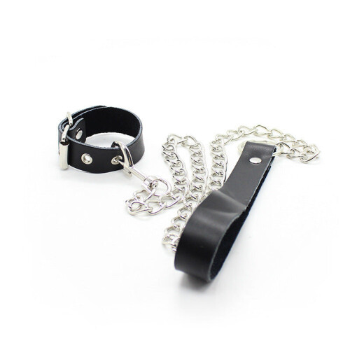 Leather Cock Ring and Chain Lead 1