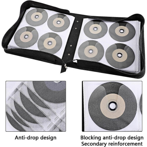 CD Case Disc Carry Case 320 Disc Capacity Holder Protector CD DVD Binder Wallet Large DVD Storage Case Protective Bag CD DVD Storage (Black) 1