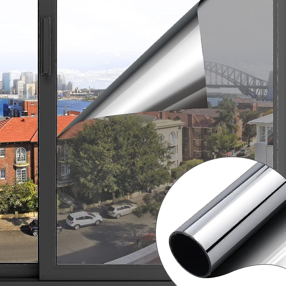 Self Adhesive Anti Uv Window Film 60x200cm, Silver Mirror Film For Thermal Insulation, Anti-glare, Privacy Protection, Perfect For Home, Office And Sh