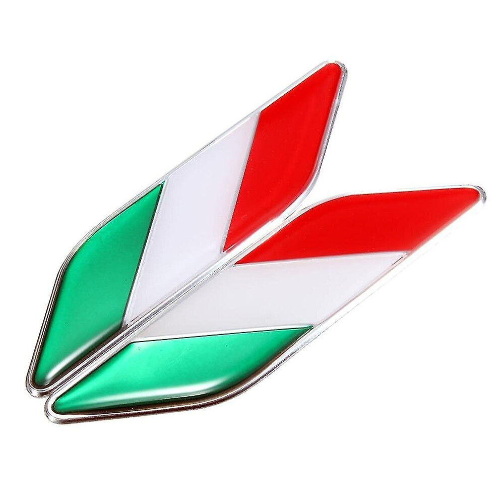 2pcs 3d Italian Flag Adhesive Car Sticker Badge Waterproof Emblem Styling Decor