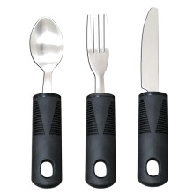 Arthritis Aid Silverware For Parkinsons,- Heavy Stainless Steel Spoon, Fork, Serrated Knife (standard)